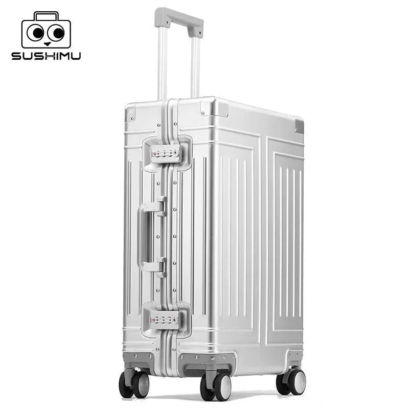 100% Aluminum-Magnesium Alloy Rolling Travel Suitcase