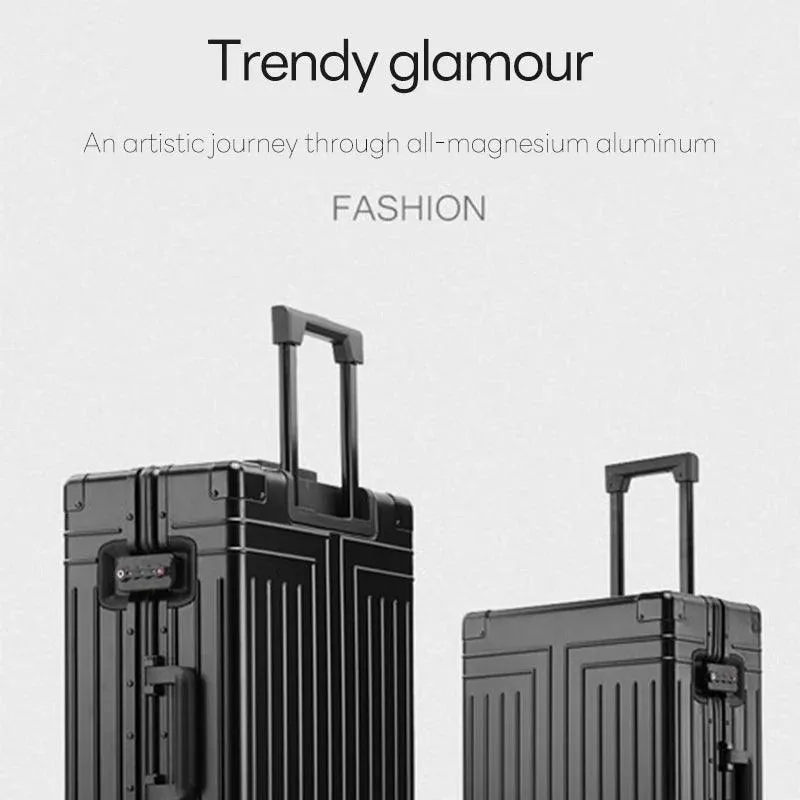 100% Aluminum-Magnesium Alloy Rolling Travel Suitcase