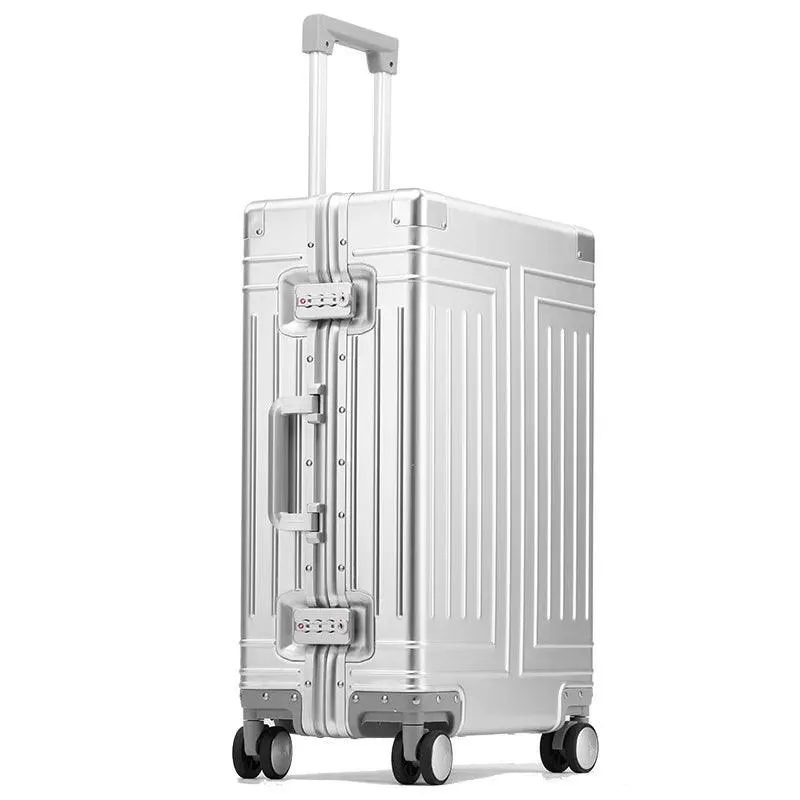 100% Aluminum-Magnesium Alloy Rolling Travel Suitcase