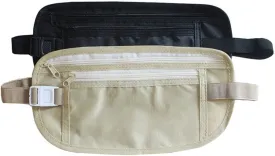 2 Pack Travel Money Belt Waist Wallet, Slim RFID Blocking Passport Holder, Invisible Belt Bag Fanny Pack for Men Women