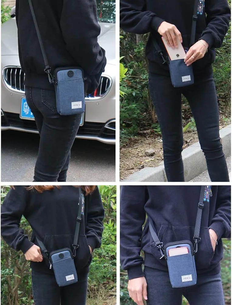 3-Layers Waterproof Cell Phone Pouch Crossbody Purse Oxford Fabric Belt Bag Wallet for Men Women