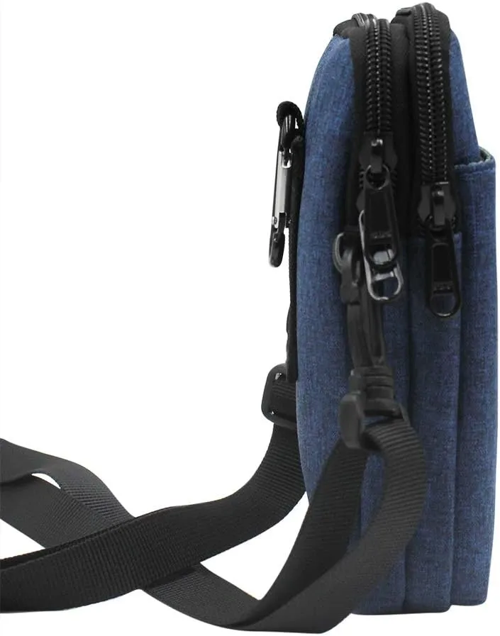 3-Layers Waterproof Cell Phone Pouch Crossbody Purse Oxford Fabric Belt Bag Wallet for Men Women