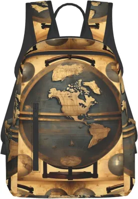 Ancient World Globe print Lightweight Laptop Backpack Travel Daypack Bookbag for Women Men for Travel Work