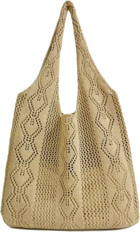 Aroghehiz Beach Bags for Women Crochet Tote Bag Summer Vacation Aesthetic Tote Knit Bag