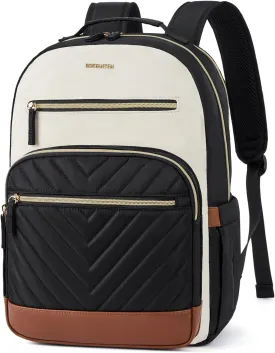 BOSTANTEN 15.6 Inch Laptop Backpack for Women- College Teacher Computer Bag Travel Backpack Purse BrownBlack