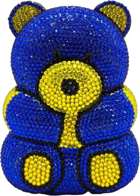 Boutique De FGG Bear Evening Bags and clutches for Women Formal Crystal Clutch Purse Party Animal Rhinestone Handbags,Mini