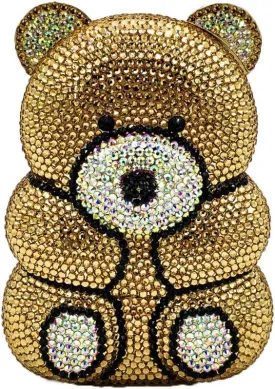 Boutique De FGG Bear Evening Bags and clutches for Women Formal Crystal Clutch Purse Party Animal Rhinestone Handbags,Mini
