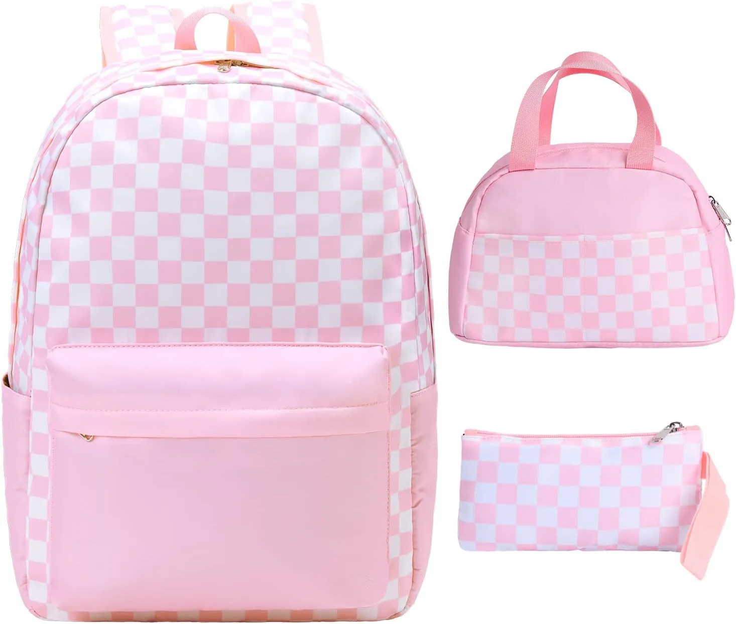 Checkered Backpack - School Backpack for Kids, Large Capacity, Waterproof, Lightweight, Black