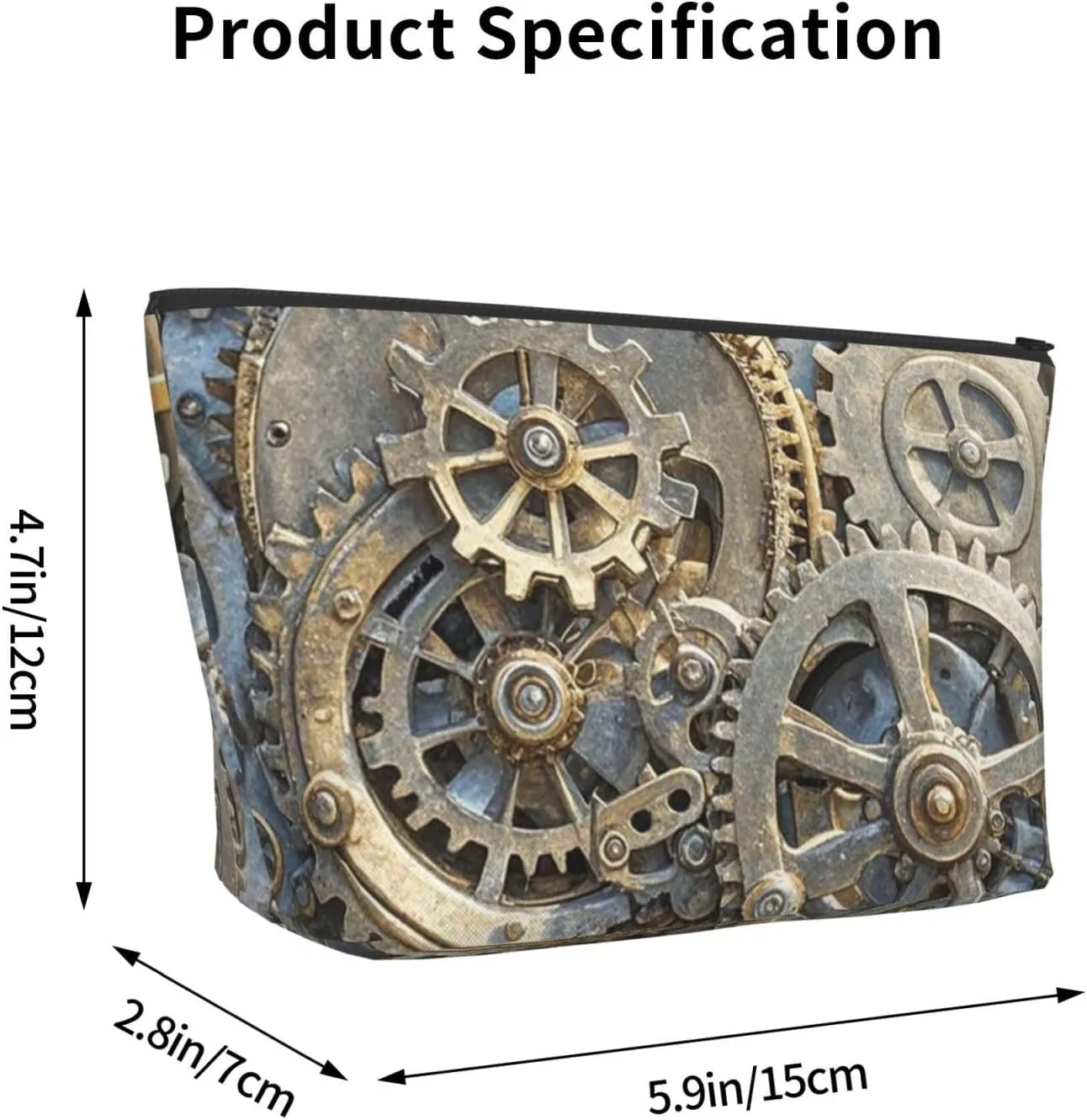 Cosmetic Bag Portable Makeup Bag Cool Steampunk Gears Toiletry Bag Large Capacity Zipper Pouch Waterproof Toiletry Pouch Makeup Organizer Case for Women Men