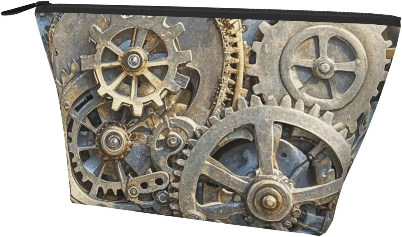 Cosmetic Bag Portable Makeup Bag Cool Steampunk Gears Toiletry Bag Large Capacity Zipper Pouch Waterproof Toiletry Pouch Makeup Organizer Case for Women Men