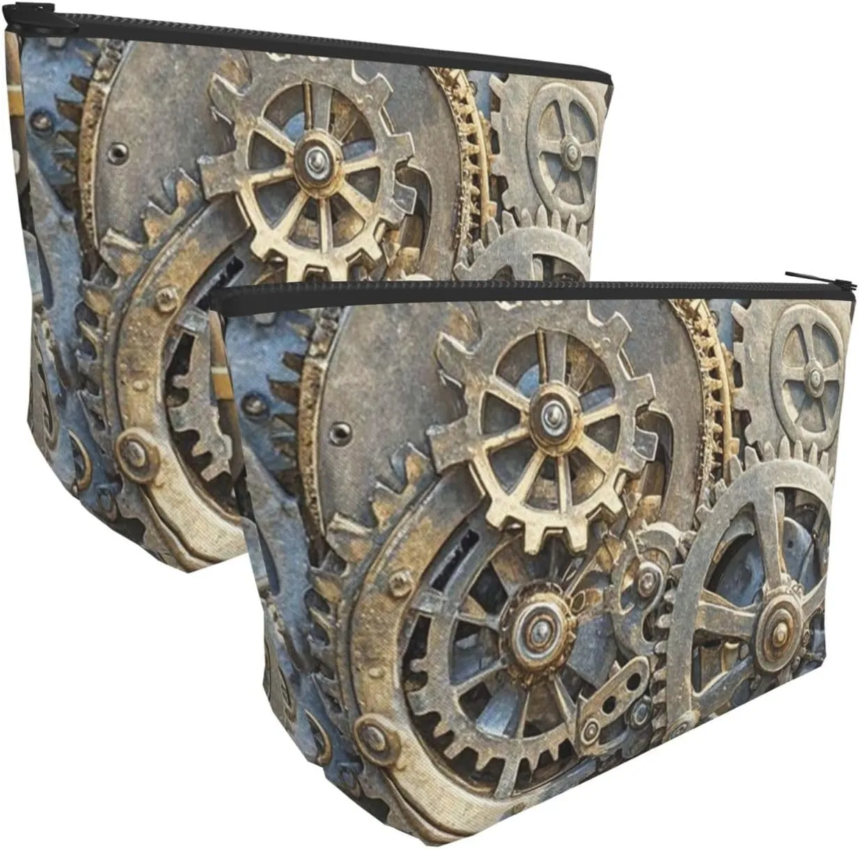 Cosmetic Bag Portable Makeup Bag Cool Steampunk Gears Toiletry Bag Large Capacity Zipper Pouch Waterproof Toiletry Pouch Makeup Organizer Case for Women Men