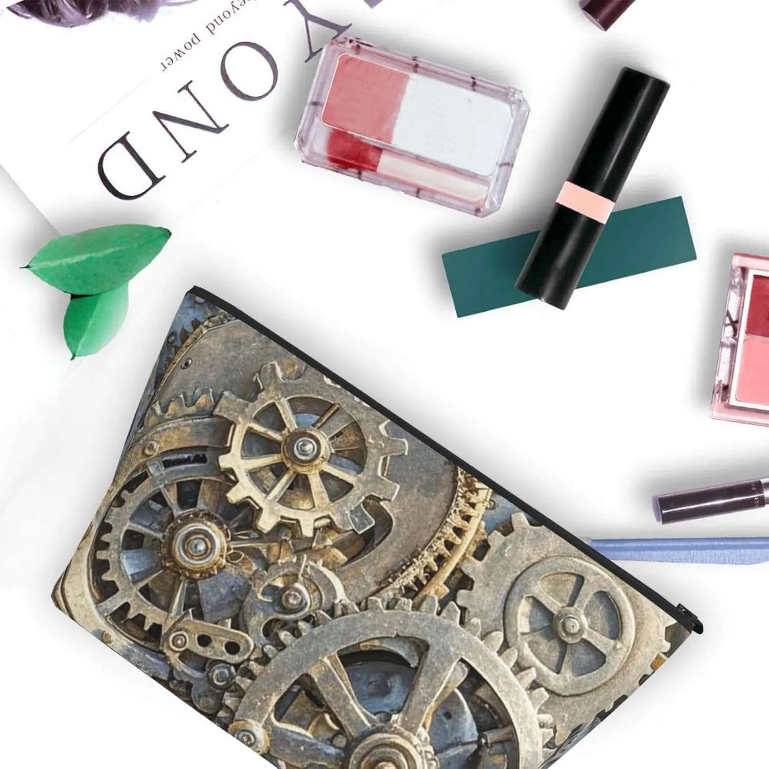 Cosmetic Bag Portable Makeup Bag Cool Steampunk Gears Toiletry Bag Large Capacity Zipper Pouch Waterproof Toiletry Pouch Makeup Organizer Case for Women Men