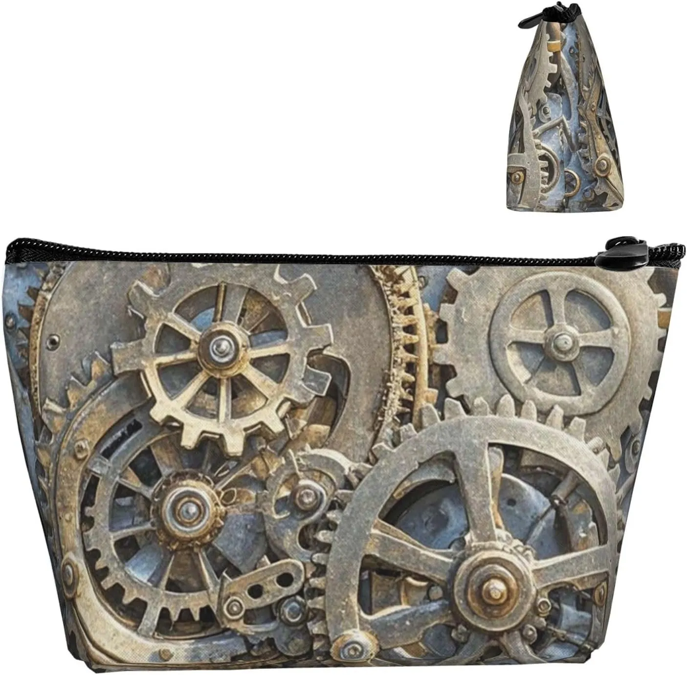 Cosmetic Bag Portable Makeup Bag Cool Steampunk Gears Toiletry Bag Large Capacity Zipper Pouch Waterproof Toiletry Pouch Makeup Organizer Case for Women Men