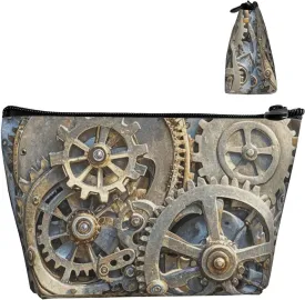Cosmetic Bag Portable Makeup Bag Cool Steampunk Gears Toiletry Bag Large Capacity Zipper Pouch Waterproof Toiletry Pouch Makeup Organizer Case for Women Men