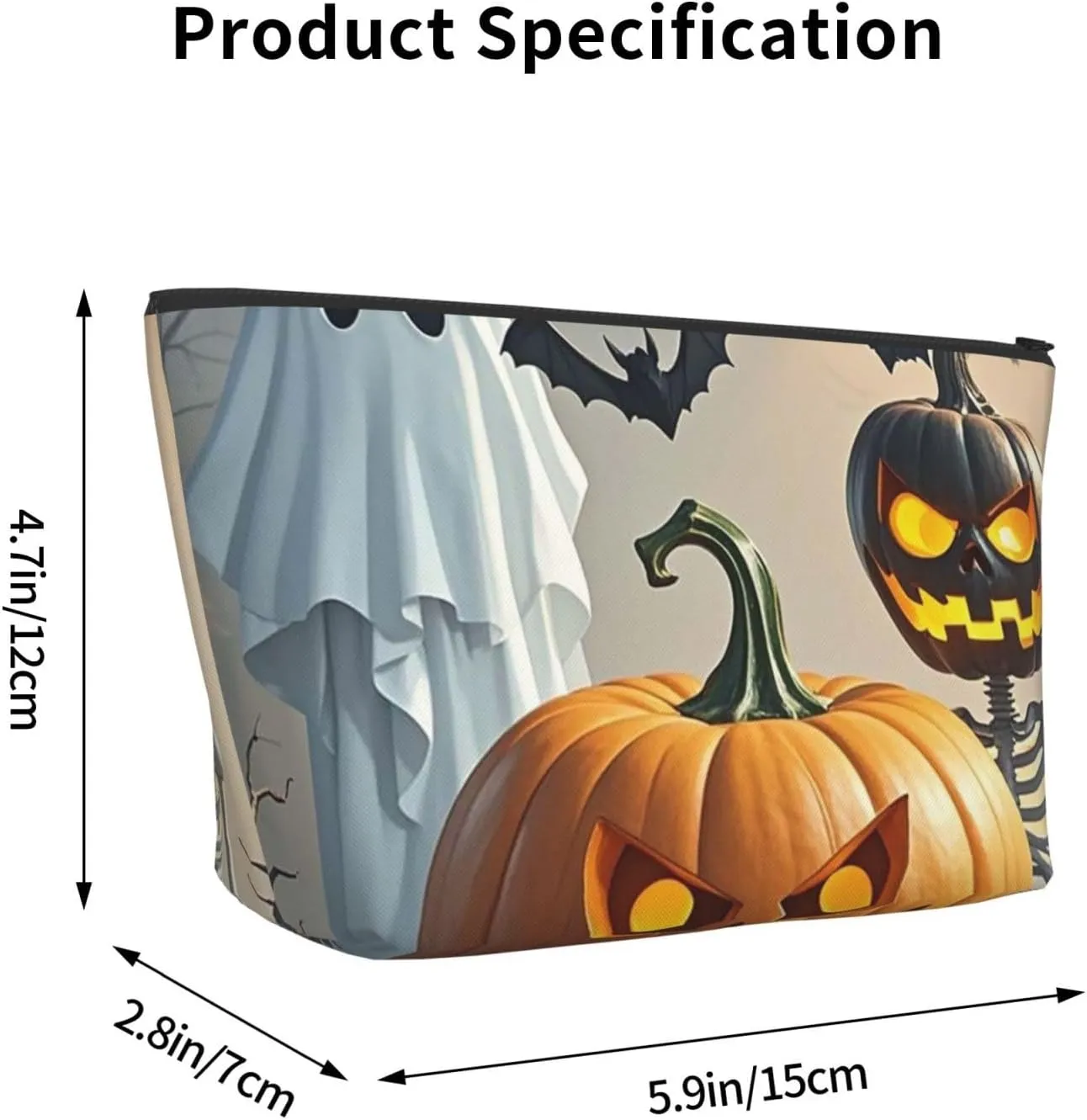 Cosmetic Bag Portable Makeup Bag Cute ghost pumpkin lantern Toiletry Bag Large Capacity Zipper Pouch Waterproof Toiletry Pouch Makeup Organizer Case for Women Men