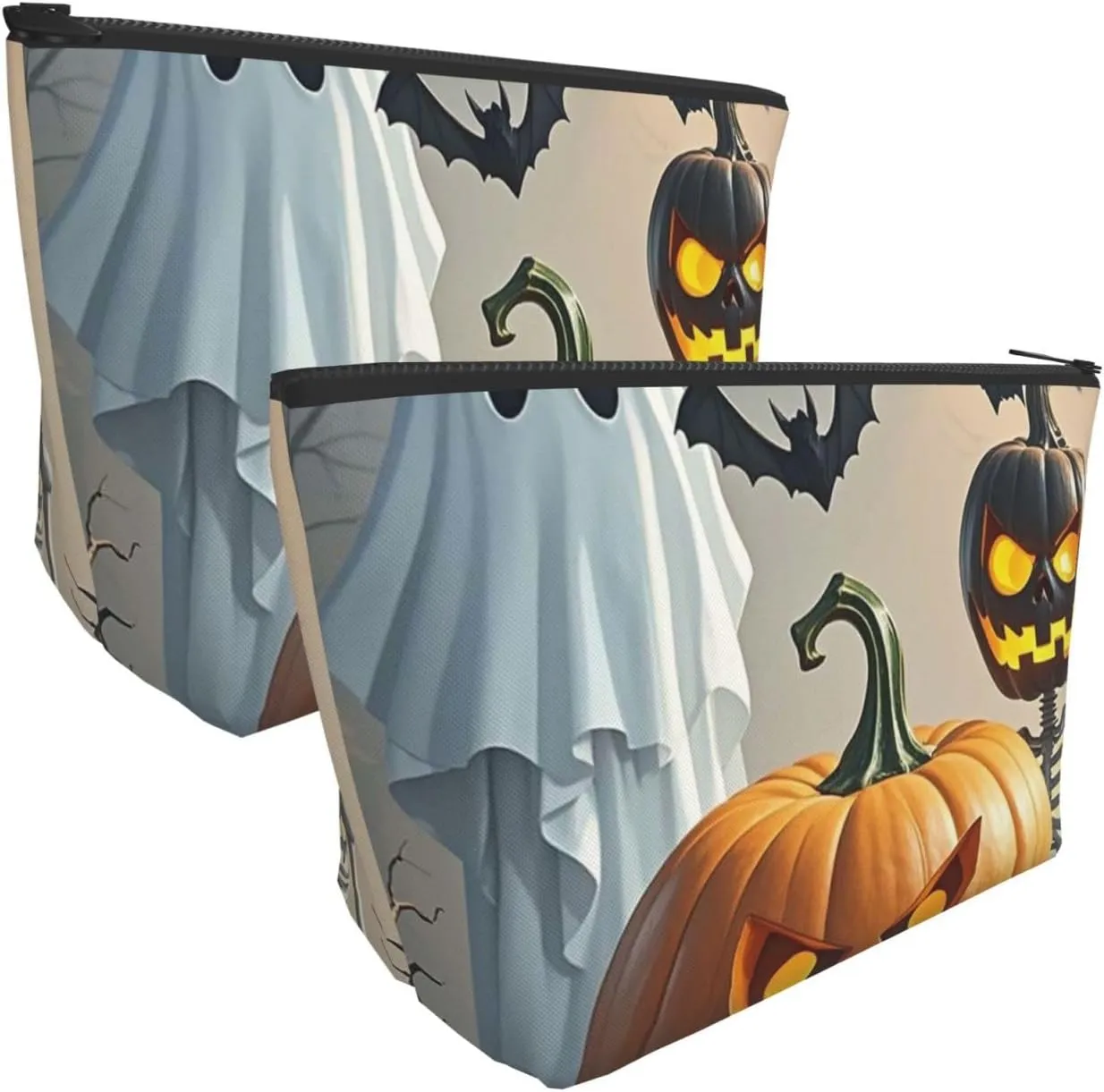 Cosmetic Bag Portable Makeup Bag Cute ghost pumpkin lantern Toiletry Bag Large Capacity Zipper Pouch Waterproof Toiletry Pouch Makeup Organizer Case for Women Men