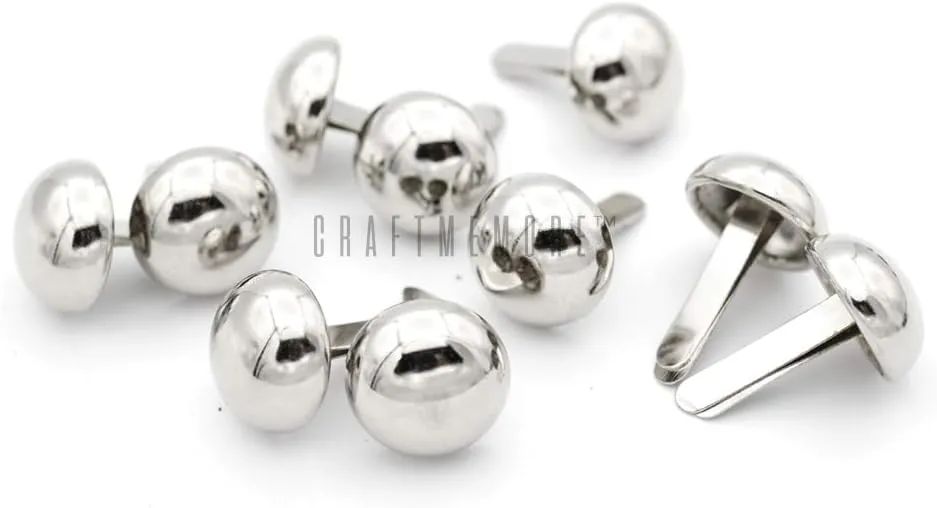 CRAFTMEMORE Round Brads Purse Feet Handbag Nailheads Spike Prong Studs 15MM 18MM 20MM 22MM 50 PCS (20 mm (13/16"), Silver)