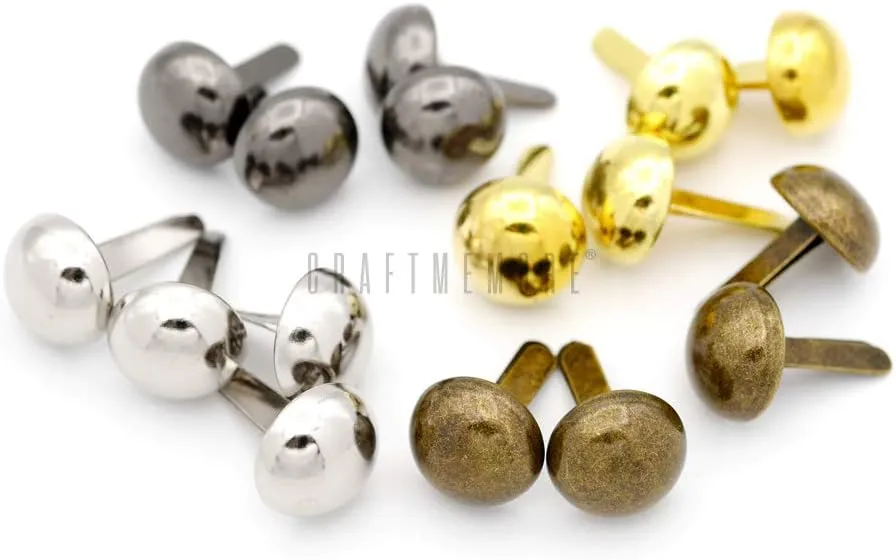 CRAFTMEMORE Round Brads Purse Feet Handbag Nailheads Spike Prong Studs 15MM 18MM 20MM 22MM 50 PCS (20 mm (13/16"), Silver)