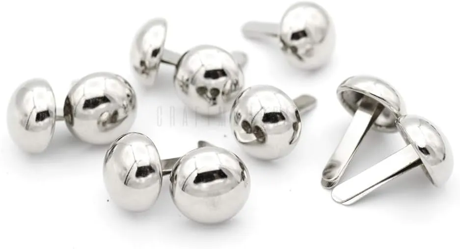 CRAFTMEMORE Round Brads Purse Feet Handbag Nailheads Spike Prong Studs 15MM 18MM 20MM 22MM 50 PCS (20 mm (13/16"), Silver)