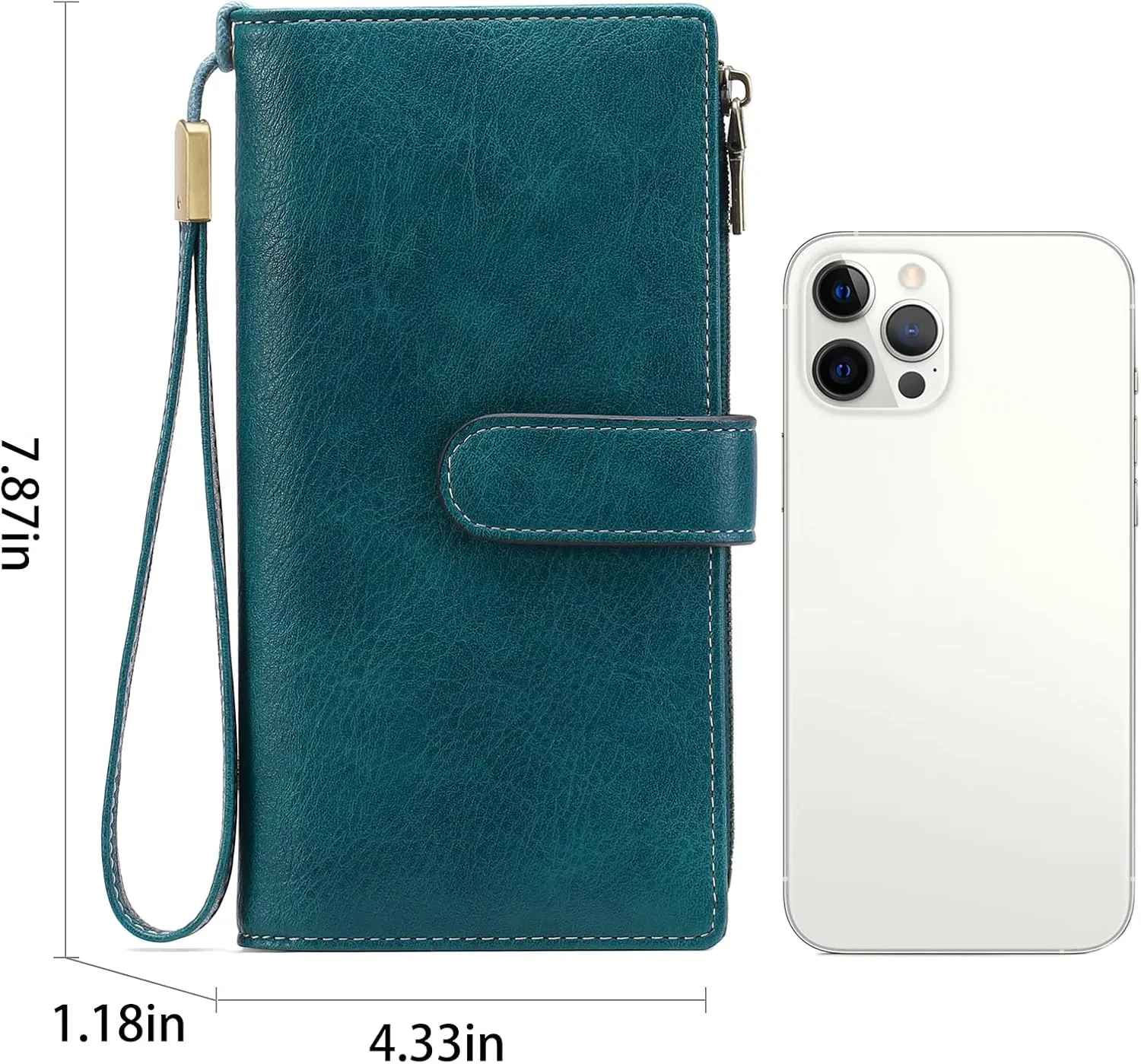 GOIACII Womens Wallets Large Capacity Credit Card Holder Rfid Wallet Women Double Zipper Pocket Leather Bifold Ladies Wristlet Clutch Wallet