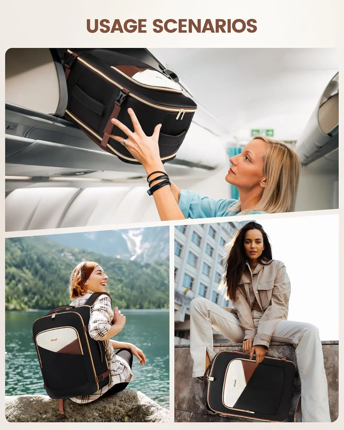 LOVEVOOK Large Travel Backpack for Women&Men,TSA Carry on Backpack for Airplanes with 3 Packing Cubes,Personal Item Bag Fit 17" Laptop,40L Waterproof Essentials Airline Approved Luggage