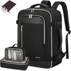 LOVEVOOK Travel Backpack for Women & Men, 45L Carry On Backpack, Personal Item Bag with 3 Packing Cubes, Business Weekender Overnight Luggage Daypack, Fits 18 Inch Laptop, Black