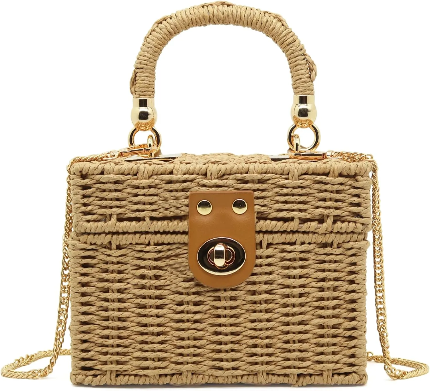 Mini Straw Raffia Crossbody Bag Top Handbags Rattan Bag for Women,Summer Beach Shoulder Handbag,Woven Tote Clutch Bag
