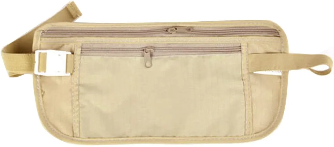 Outdoor Waist Belt Bag Travel Anti-Theft Invisible Phone Passport Cash Pouch Safe Hidden Travel Wallets Passport Pocket Small Travel Wallets with Strap for Men Women Cash Hidden Money Pouch