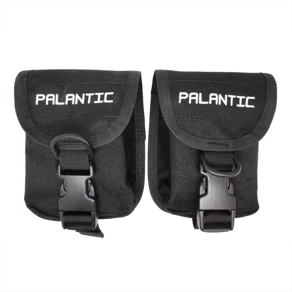Palantic Scuba Diving Trim Weight Pockets with QR Buckles (1 Pair)  Adjustable for Tank or Waist Belt, 5lb Capacity, Black, Cordura Fabric for Optimal Weight Distribution & in-Water Stability