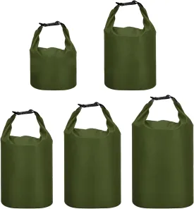 PATIKIL Waterproof Dry Bags, 5 Pack Portable Dry Sack Roll Top Bag Lightweight Dry Storage Bag for Gym Kayaking Hiking Swimming Camping, Green, (1.5L, 2.5L, 3.5L, 4.5L, 6L)
