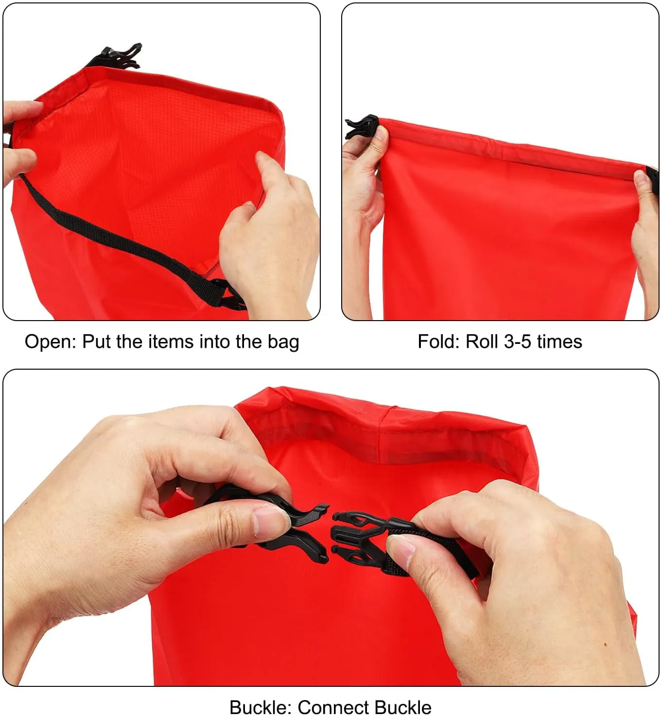 PATIKIL Waterproof Dry Bags, 5 Pack Portable Dry Sack Roll Top Bag Lightweight Dry Storage Bag for Gym Kayaking Hiking Swimming Camping, Green, (1.5L, 2.5L, 3.5L, 4.5L, 6L)