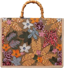 QZUnique Women Tote Bag Sequin Grass Bag Weaving Summer Beach Bag Handbag Women's Vacation Shoulder Bag