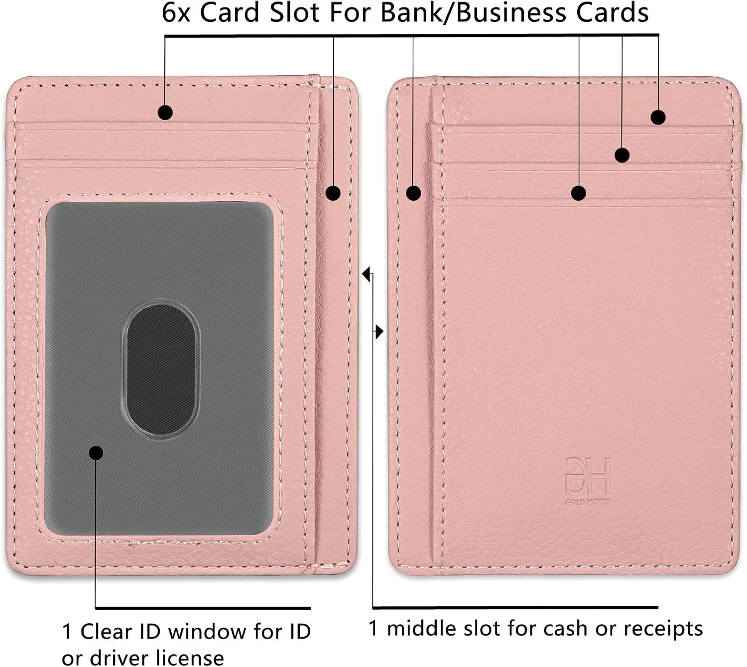 Slim RFID Blocking Card Holder Minimalist Leather Front Pocket Wallet for Women