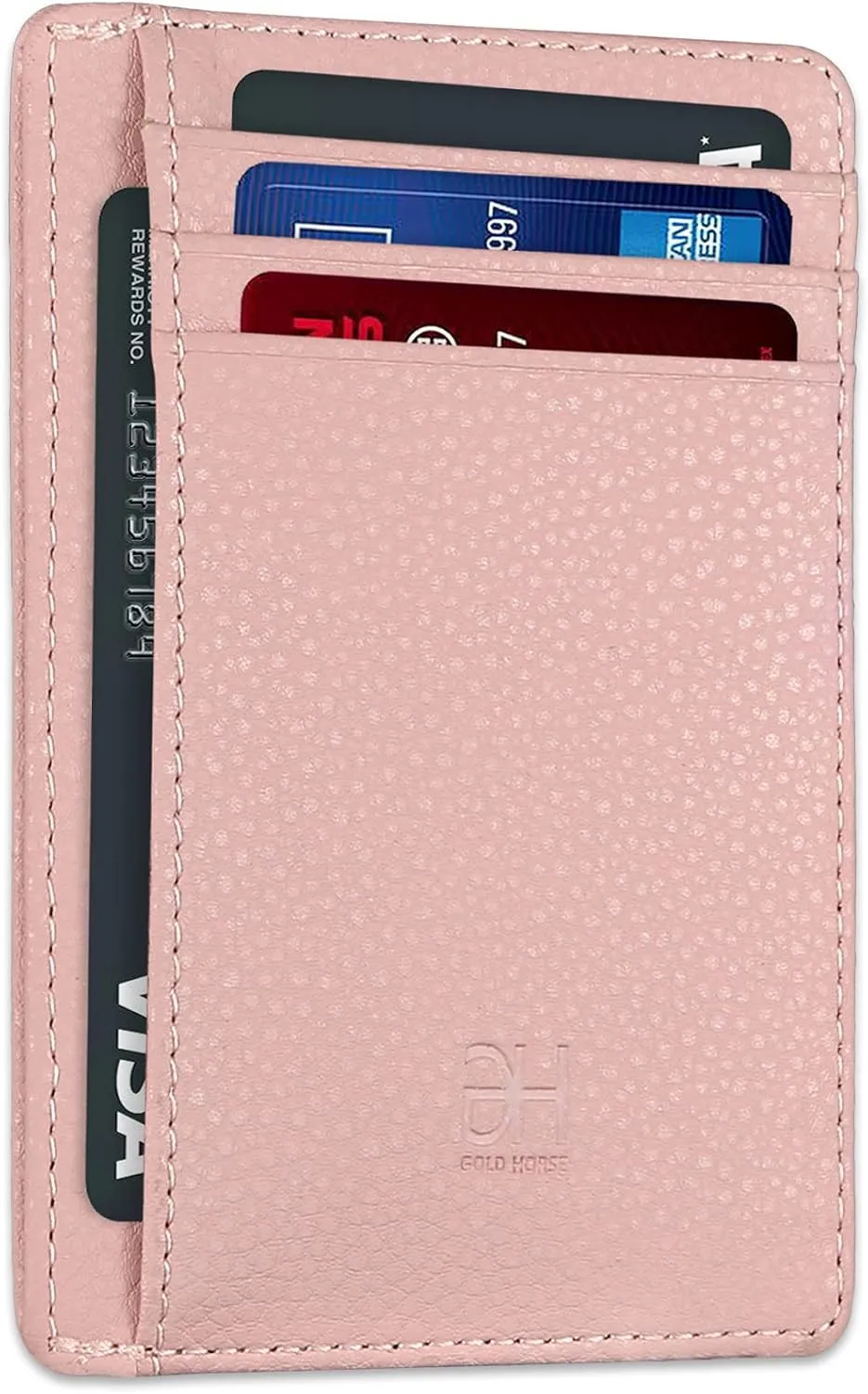 Slim RFID Blocking Card Holder Minimalist Leather Front Pocket Wallet for Women