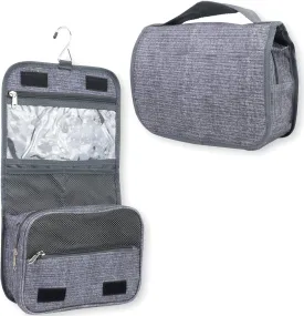 Summit Ridge Multi Pocket Hanging Toiletry Bag Travel Bag with Hanging Hook, Water-resistant Makeup Cosmetic Bag Travel Organizer for Accessories, Shampoo, Toiletries (Grey)
