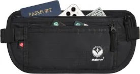 Travel Money Belt - Slim Passport Holder Secure Hidden Travel Pouch with RFID Blocking, Travel Wallet Fanny Pack Belt Bag - Black