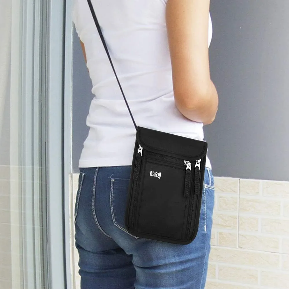 Travel Pouch Neck Wallet Family Passport Holder Organizer Case with RFID Blocking