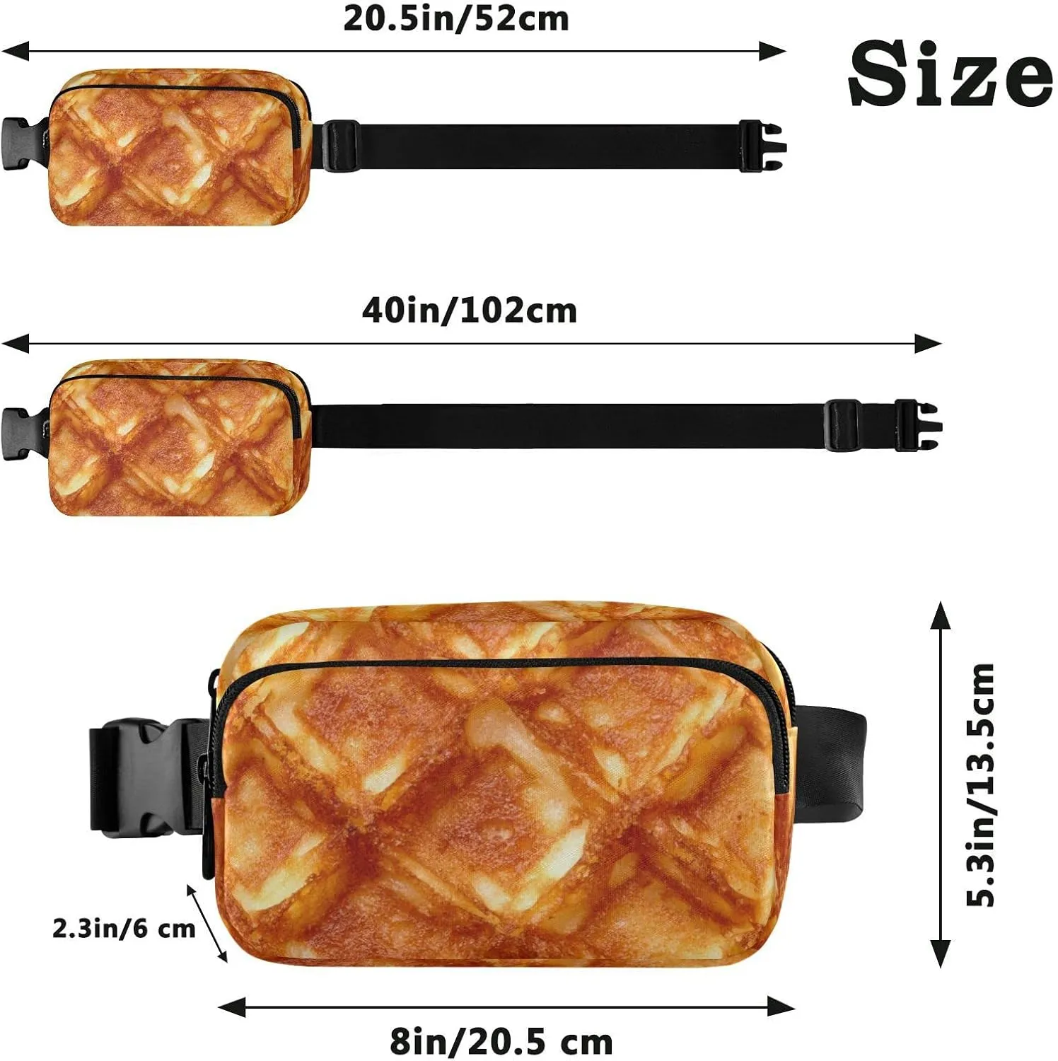 Waffle Fanny Pack for Men Women,Crossbody Waist Bag Pack with Adjustable Strap Mini Belt Bag for Running Cycling