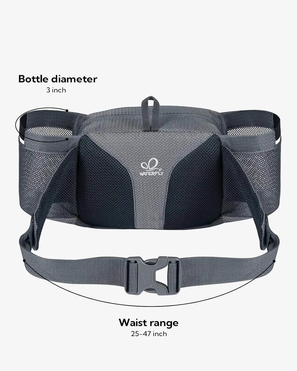 WATERFLY Fanny Pack Waist Bag: Waist Pack for Women Men with Two Water Bottle Holder Hiking Fanny Pack for Running Walking DogWalking Travel Cycling