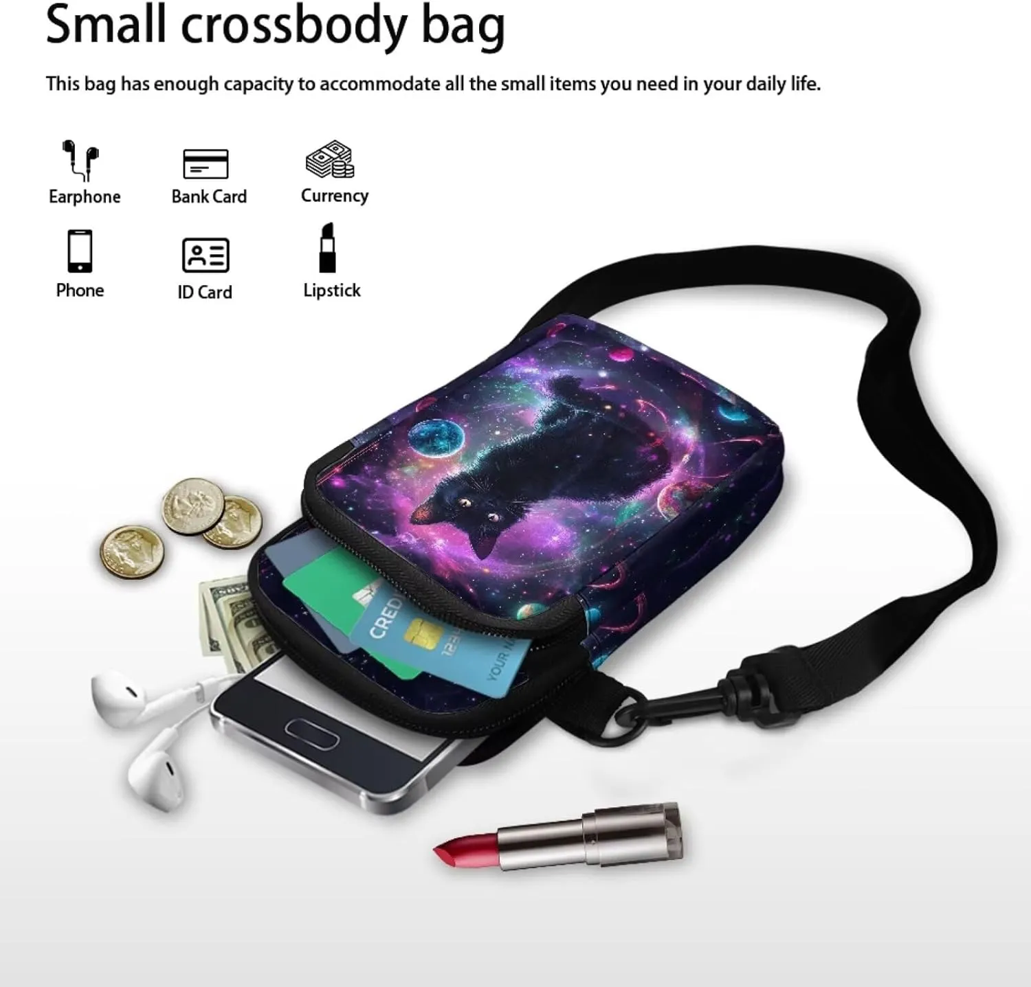 WELLFLYHOM Mini Crossbody Bag Phone Purses Wallet for Women Canvas Messenger Pouch