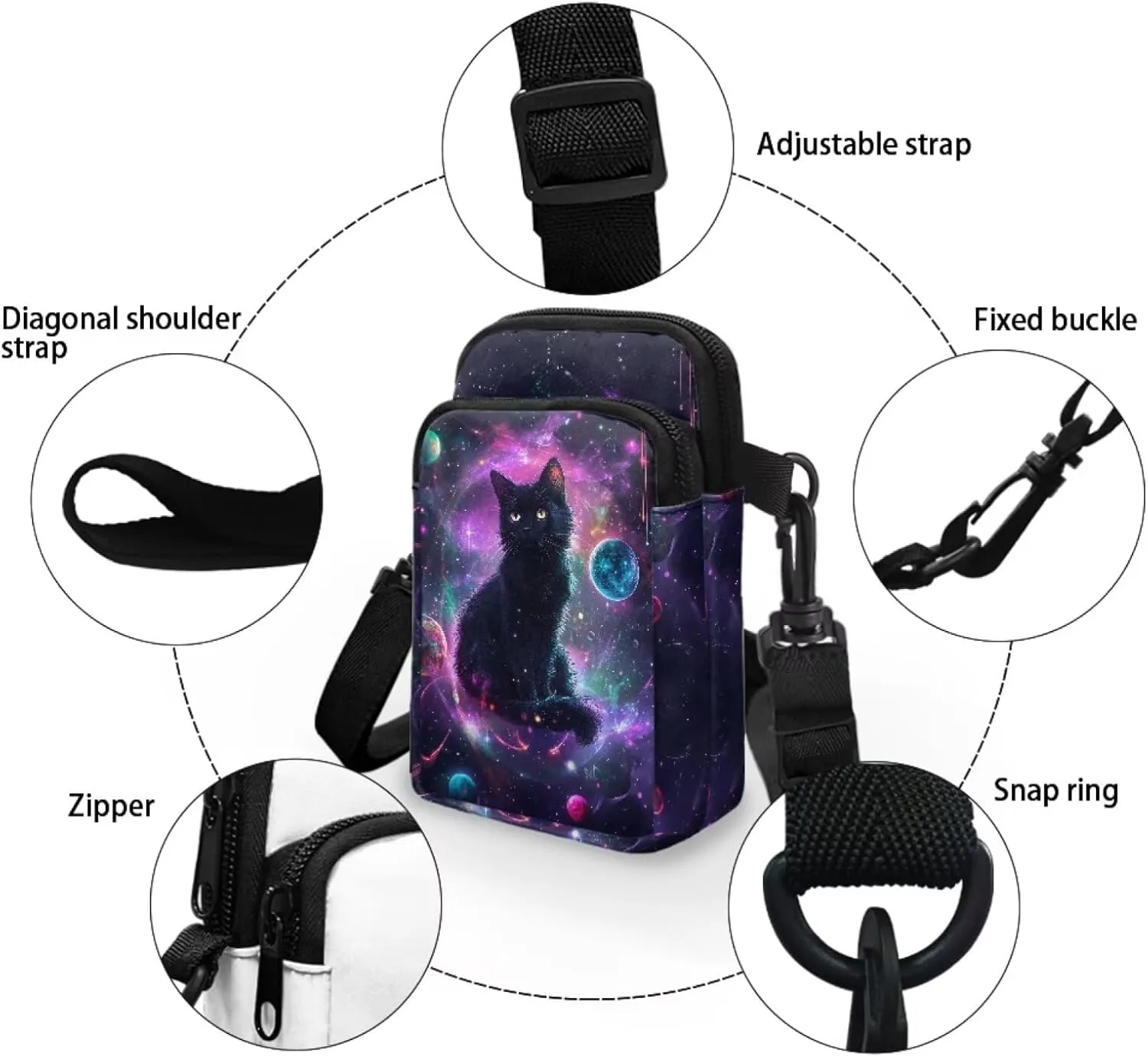 WELLFLYHOM Mini Crossbody Bag Phone Purses Wallet for Women Canvas Messenger Pouch