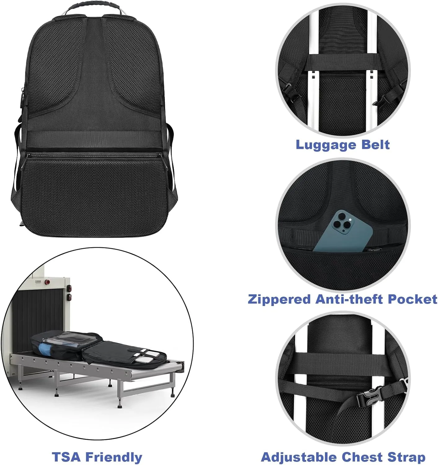 Z-MGKISS 18.4"-19" Extra Large Laptop Backpack, Water-Resistant Gaming Laptop Travel Backpack, School Bag with USB Charging Port and Multiple Compartments, Gifts for Men & Women, Lake Blue